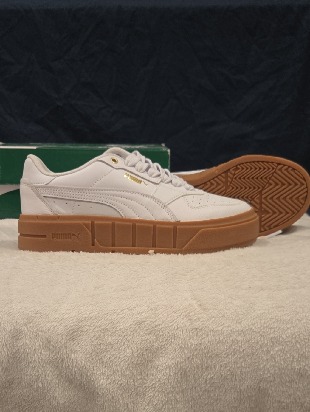Puma Women’s White Leather Sneakers with Gum Platform